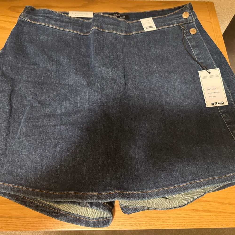 Judy Blue Dark Indigo Denim Skort with Button Detail